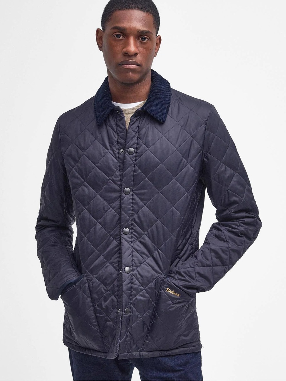 Barbour Heritage Liddesdale Quilted Jacket Navy Blue Size M